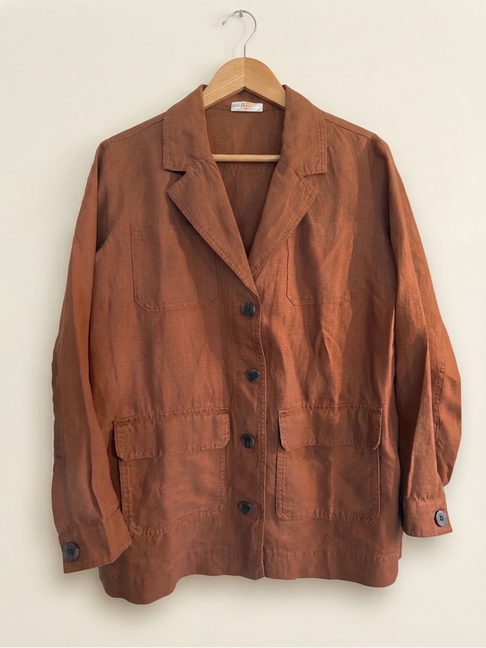 J. Jill Rust Linen-Blend Button Front Jacket